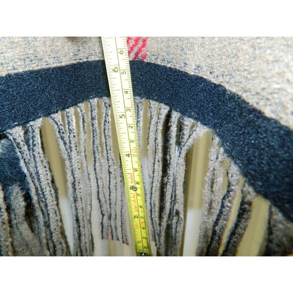 Brown Black Red Beige Plaid Fringe Poncho Shawl Wrap One Size Fits Most - Picture 6 of 11